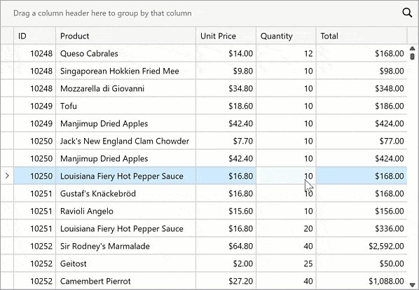 Multi-Cell Editing for Selected Rows - WPF Data Grid, DevExpress