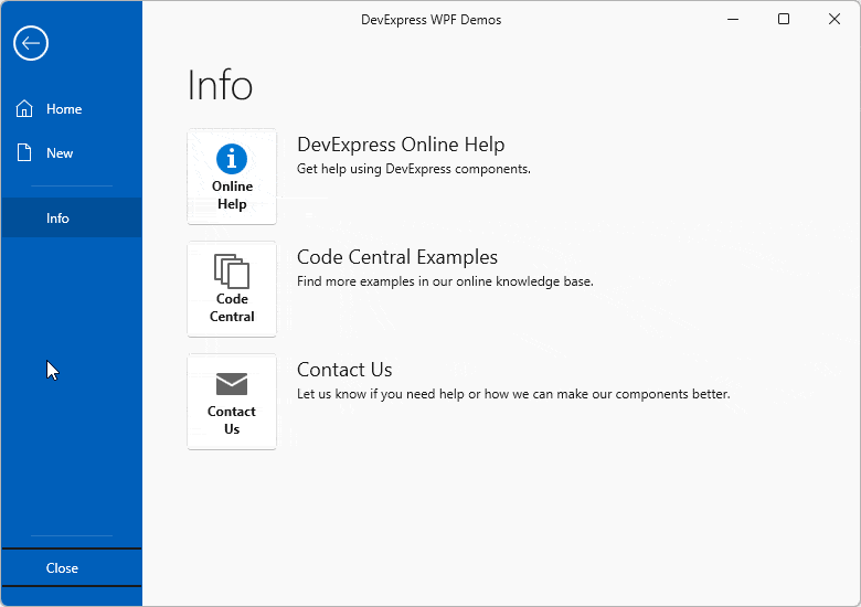 Keyboard Navigation in Backstage Navigation - WPF Ribbon, DevExpress