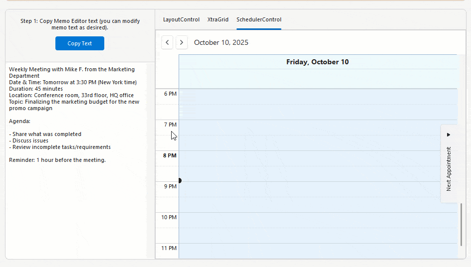 SmartPaste - WinForms Scheduler Control, DevExpress