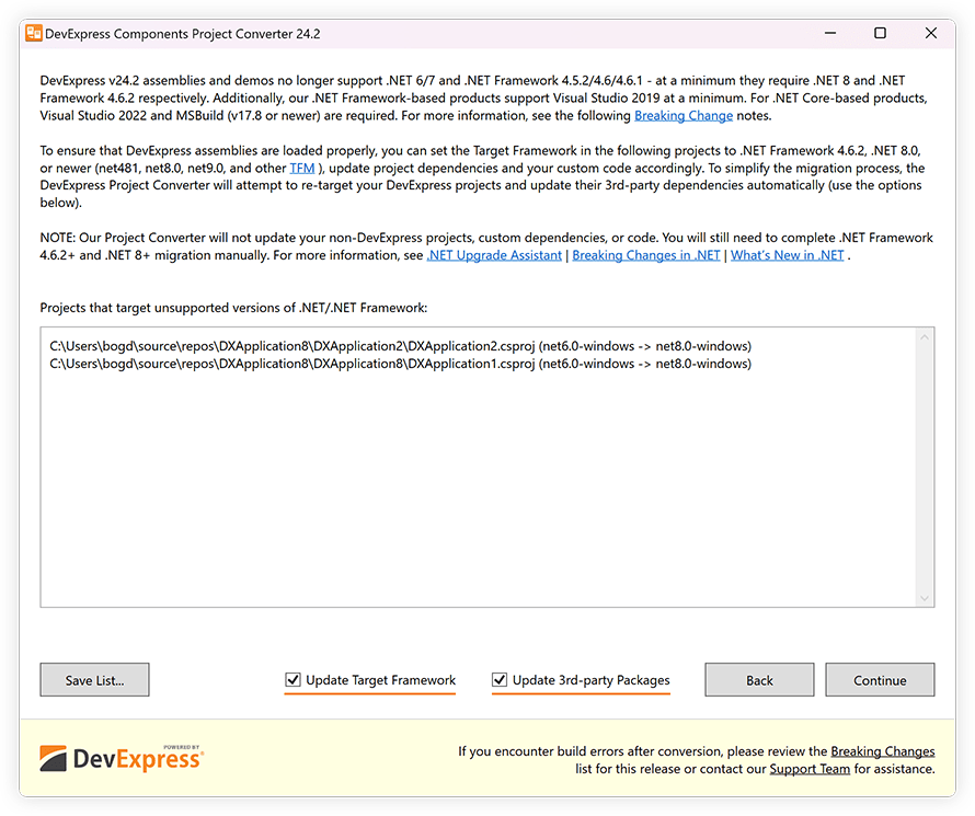 DevExpress Project Converter v24.2
