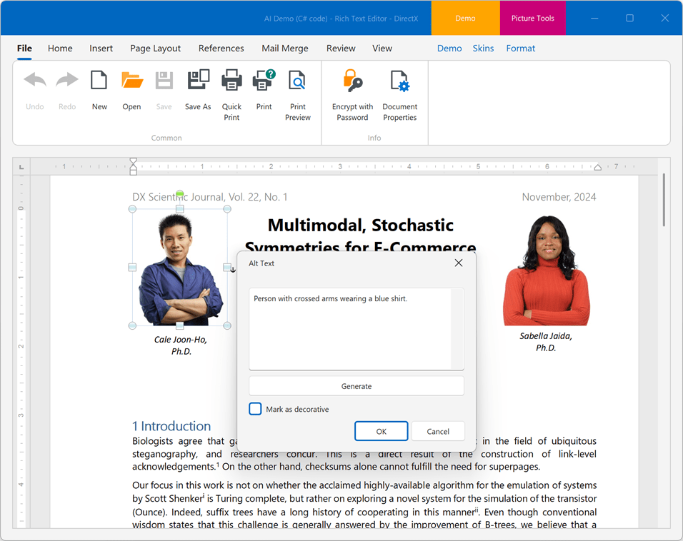 Generate Alt Text AI-powered Extension for WinForms, DevExpress