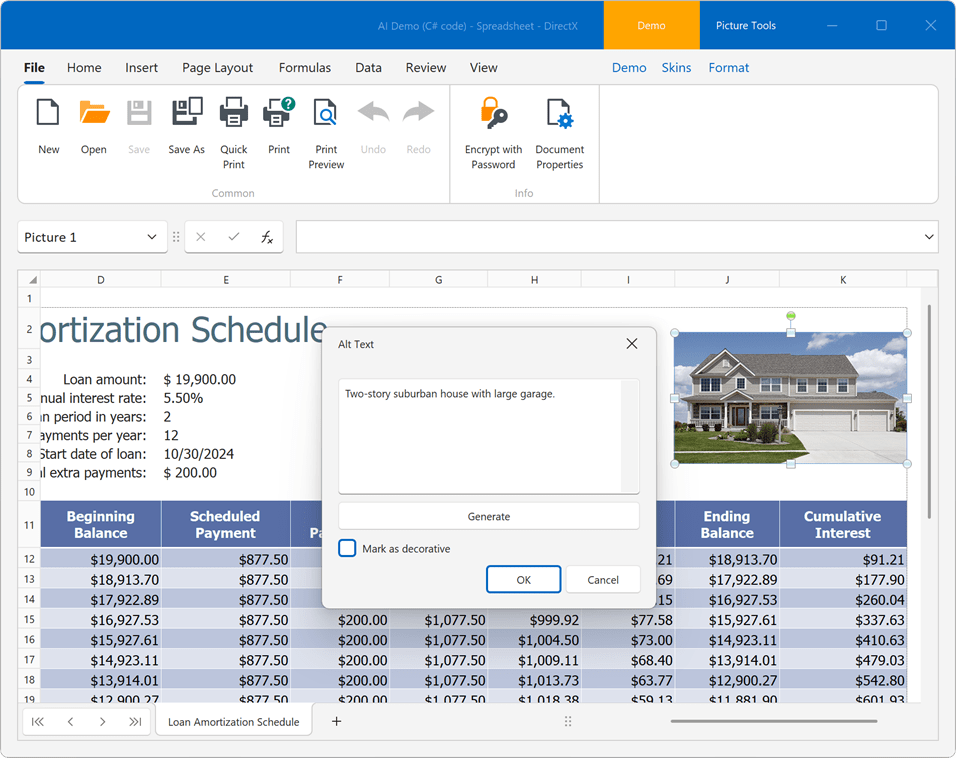 Alt Text Dialog - WinForms Spreadsheet, DevExpress