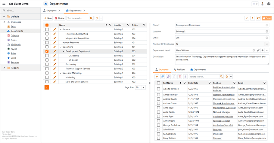 The ASP.NET Core Blazor Tree List Editor - XAF for Blazor, DevExpress