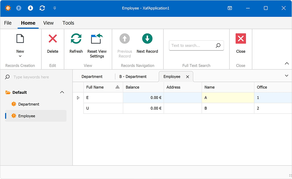 An XAF app with the Conditional Apperance module - XAF for Blazor, DevExpress