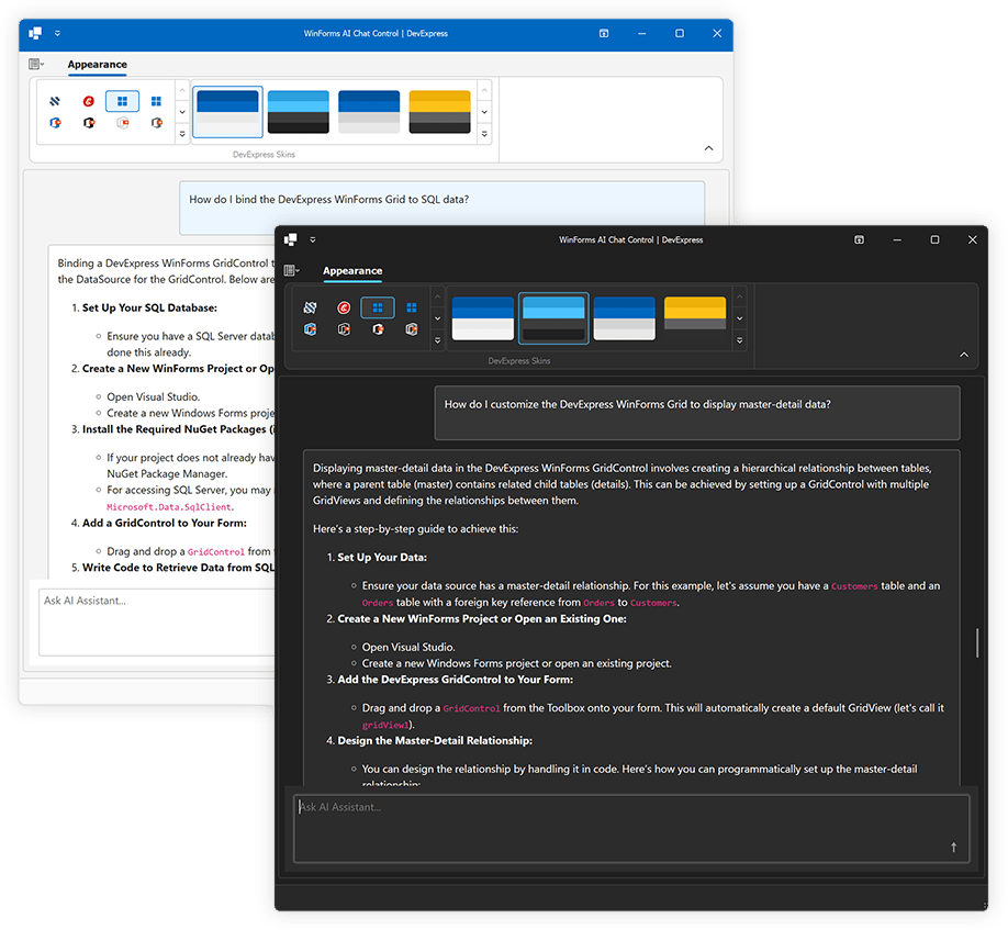 WinForms AI Chat Control, DevExpress