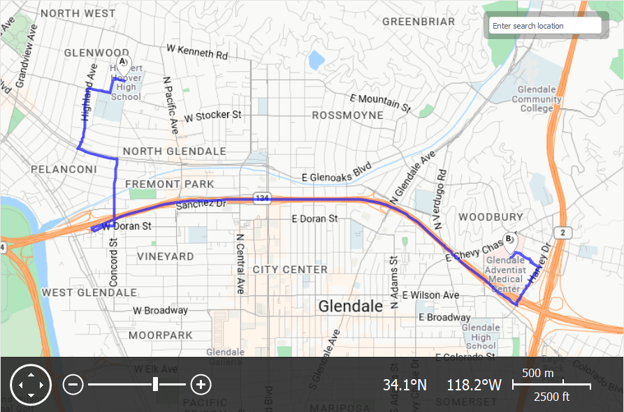 Route Builing with Microsoft Azure Map Services - VCL Components, DevExpress