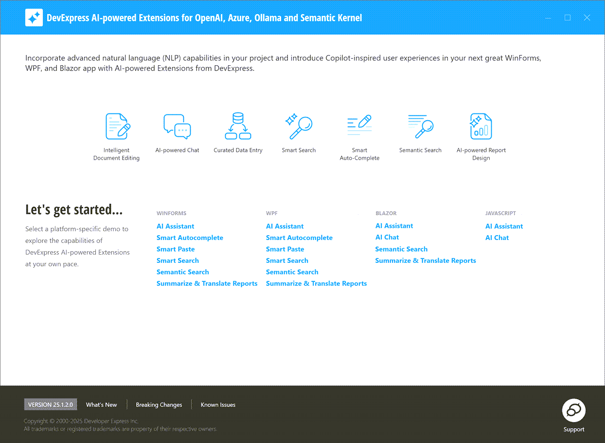 AI Demo Center, DevExpress