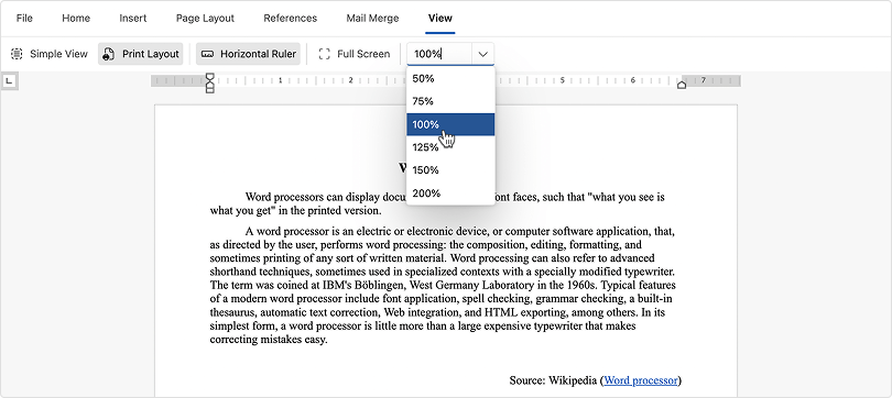 ASP.NET Core Rich Text Editor — Zoom Command