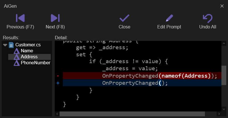 Update Calling Sites - CodeRush AiGen, DevExpress