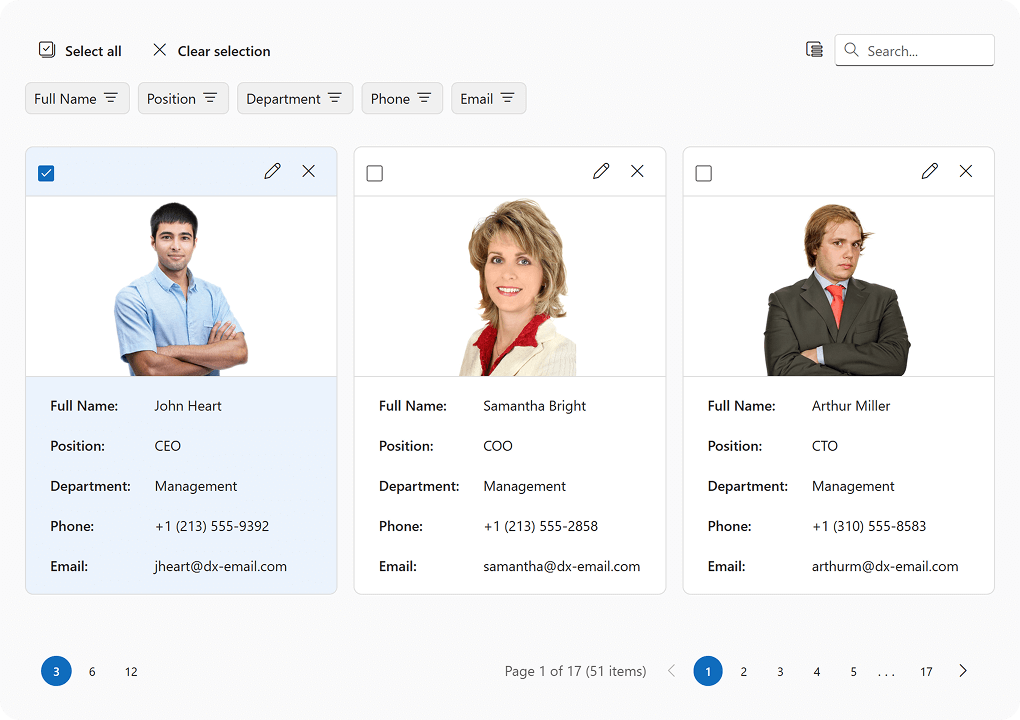 DevExtreme CardView component