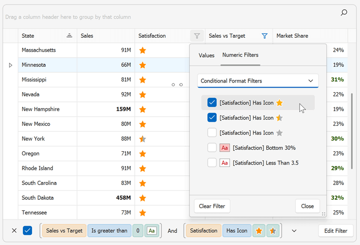 Filter Data Based on Format Conditions, WinForms Data Grid | DevExpress