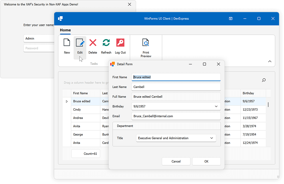 WinForms Middle Tier Project Template, DevExpress