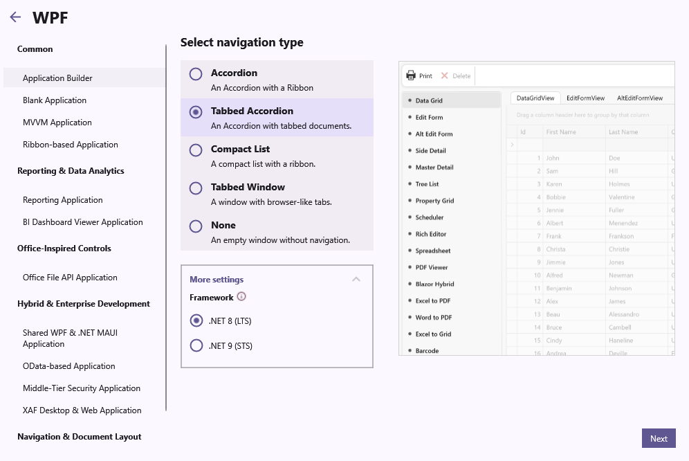 UI Navigation - WPF Template Kit, DevExpress