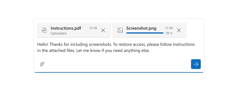 DevExtreme Chat message box that contains attached files