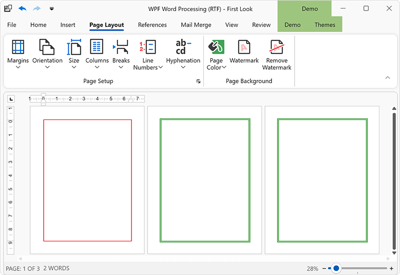 Page Borders - WPF Rich Text Editor, DevExpress