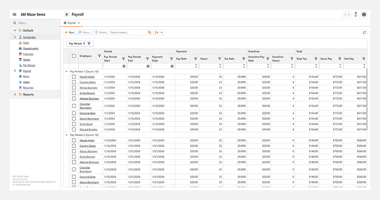 XAF ASP.NET Core Blazor Banded Layoyt, DevExpress
